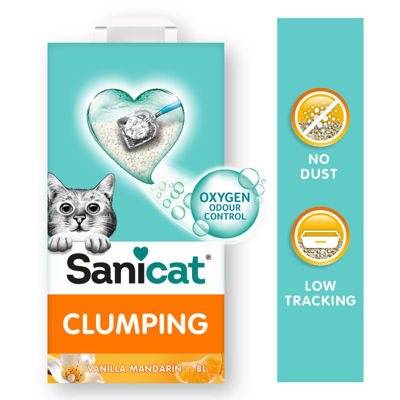 Sanicat Clumping Vainilla y Mandarina, Arena Aglomerante Duo 8l