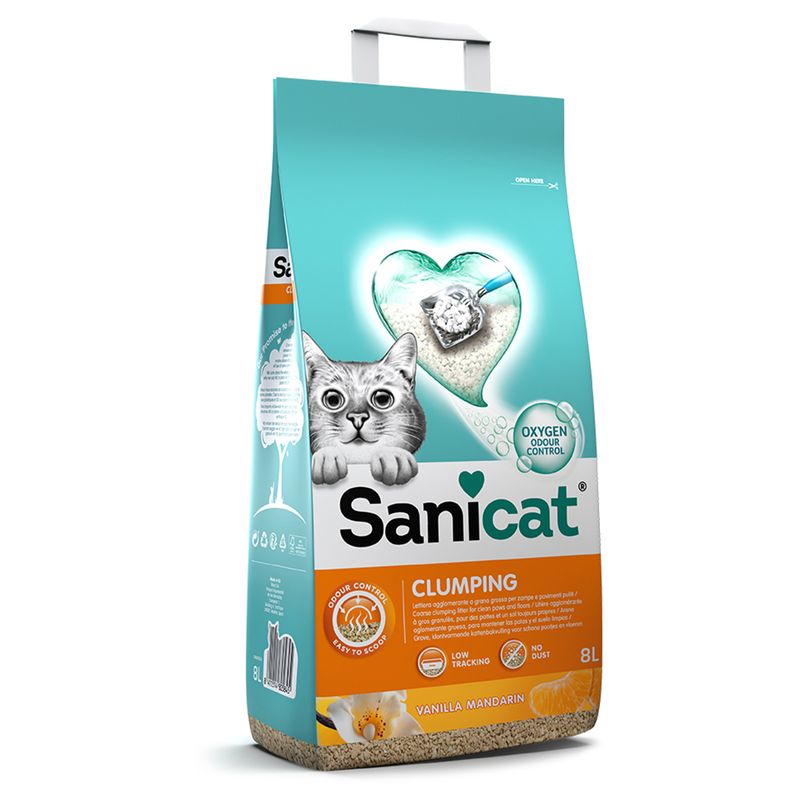 Sanicat Clumping Vainilla y Mandarina, Arena Aglomerante Duo 8l