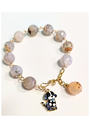 Rikku Guay, Pulsera Piedra Natural Ágata Facetada y Dije de Perrito.