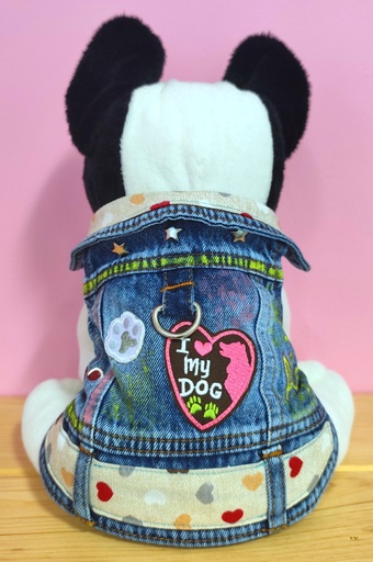 Rikku Guay, Cazadora Denim para Perro "Amo a mi perro".
